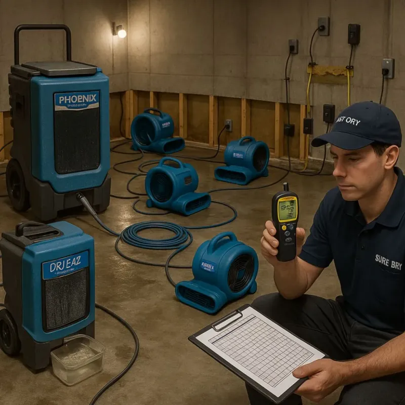 Structural Drying and Dehumidification process in Center, ND